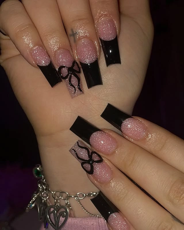 Glitter French Tip Nails