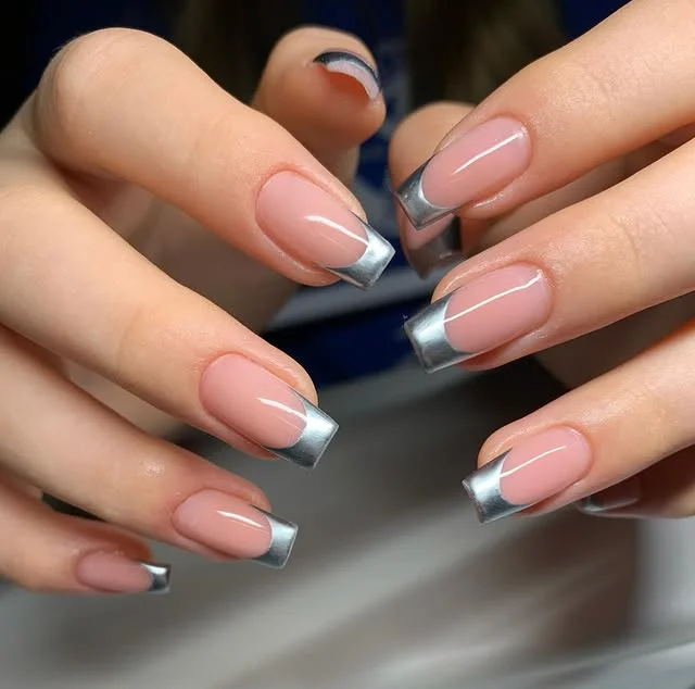 Square French Tip Nails