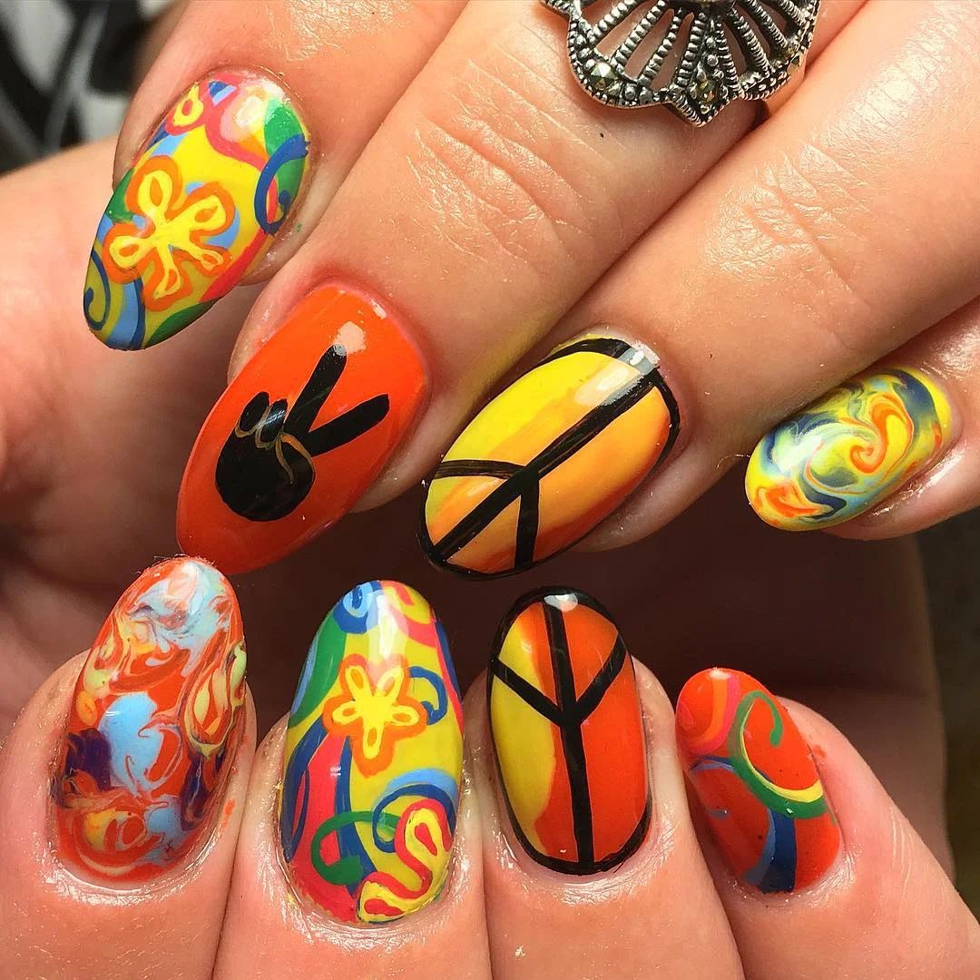 Bright, Funky, and Free: 24 Must-Try Hippie Nail Designs