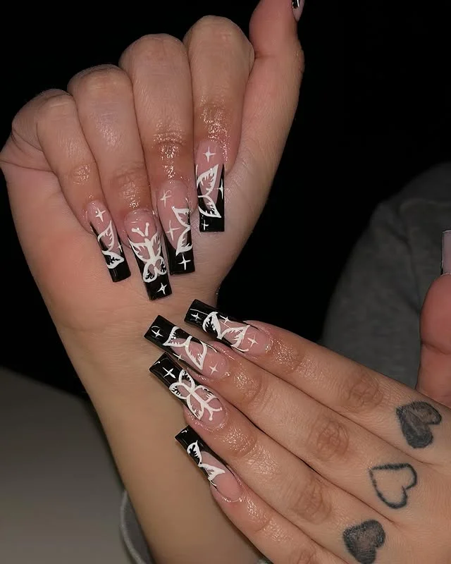 Black French Tips Nail Designs