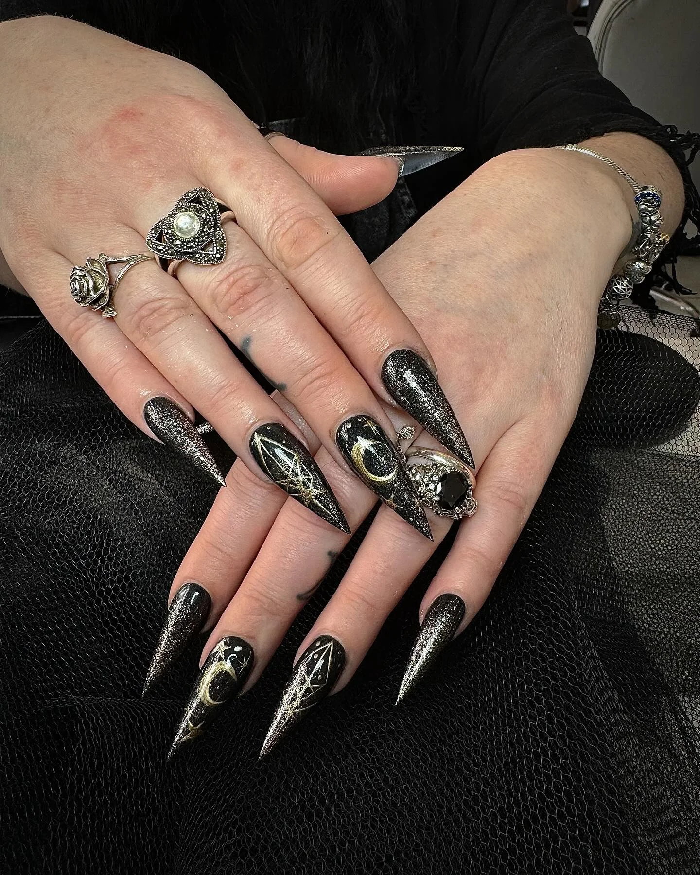 Black and Silver Nail