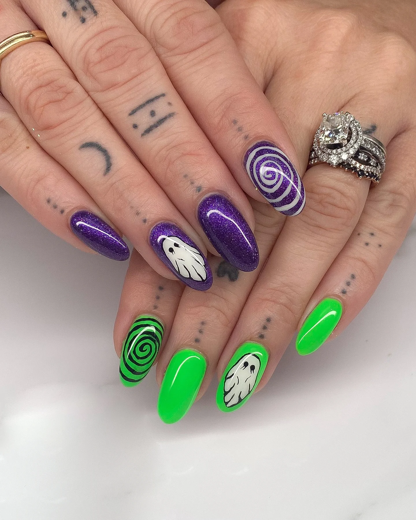 Purple & Green Nail