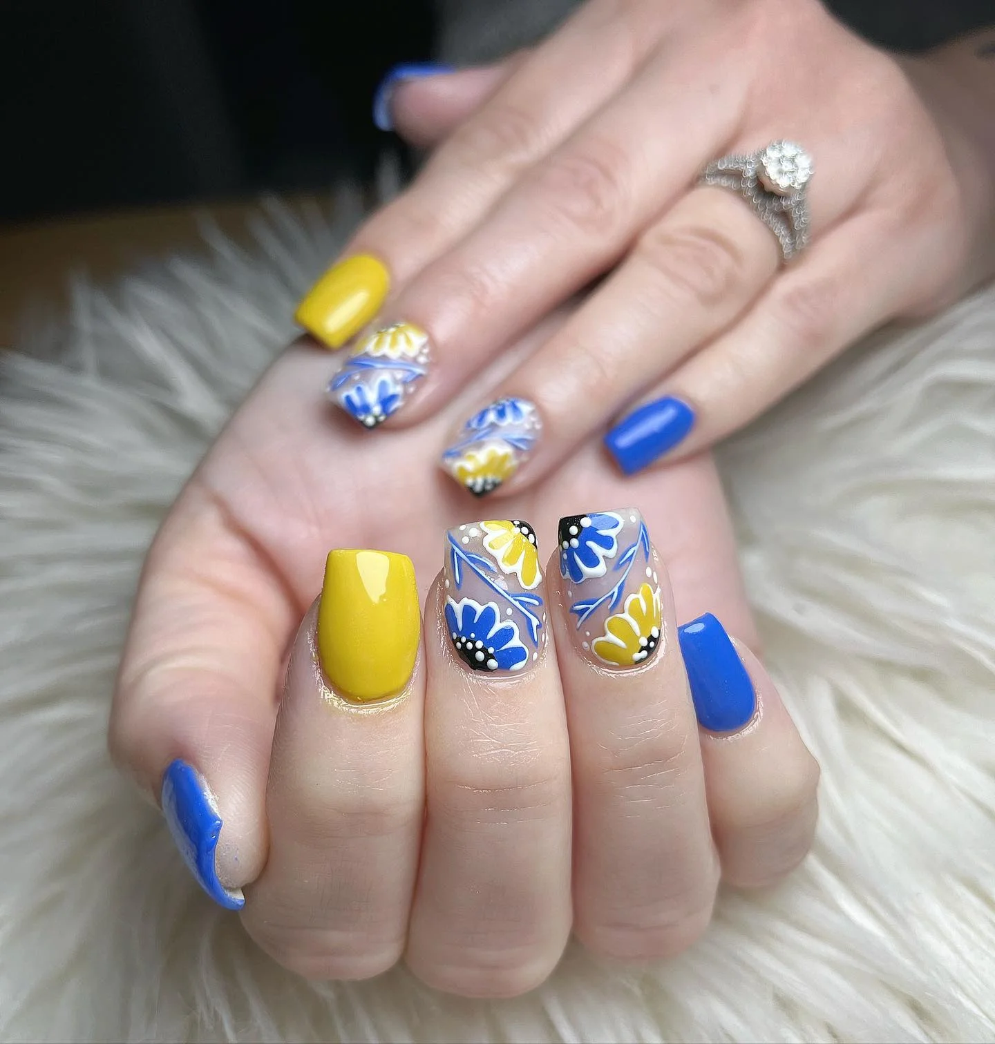 Blue and Yellow Nail