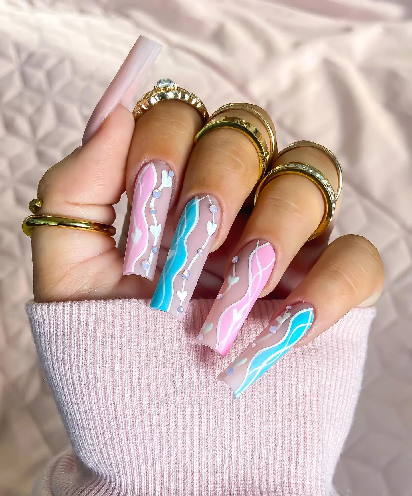 Pink and Blue Nail