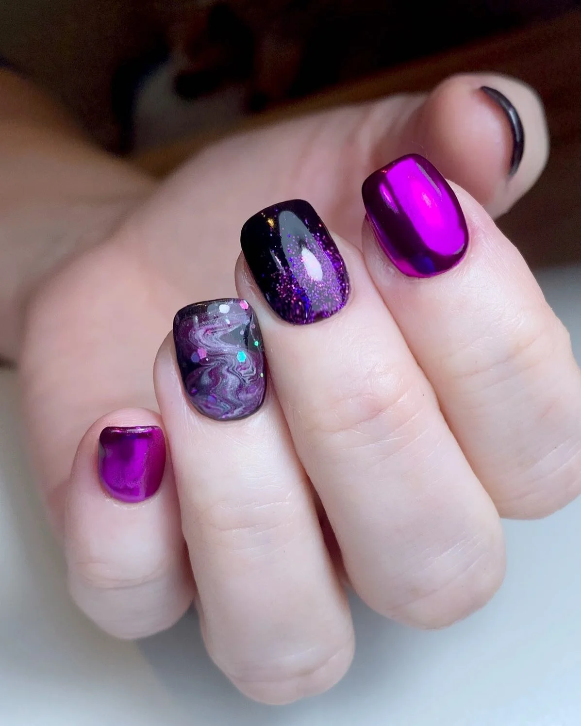 Black and Purple Nail