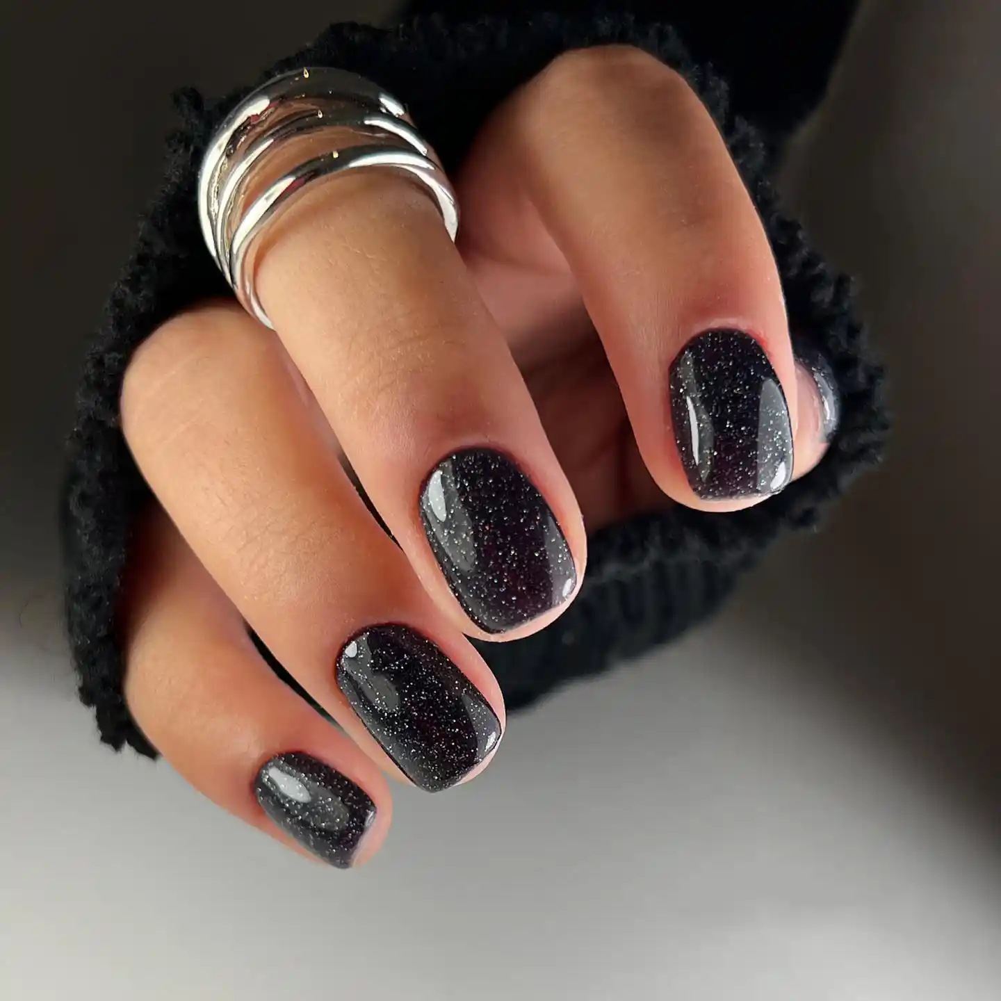 Black Glitter Nail