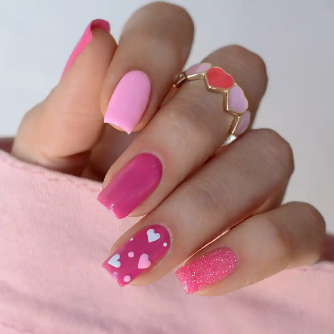 Pink Valentines Nails
